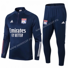 2020-2021 Olympique Lyonnais Royal Blue Thailand Soccer Tracksuit-411