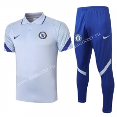 2020-2021 Chelsea Light Gray Thailand Polo Uniform-815