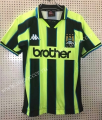 98-99 Retro version Manchester City Black & Green Thailand Soccer Jersey AAA-811