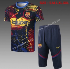 2020-2021 Barcelona Blue & Red & Yellow Short-Sleeve Thailand Tracksuit Uniform-815