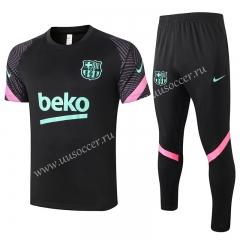 2020-2021 Barcelona Black Shorts-Sleeve Thailand Tracksuit Uniform-815