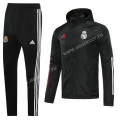 2020-2021 Real Madrid Black Wind Coat Uniform With Hat-LH