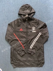 2 Version 2020-2021Manchester United Black Trench Coats With Hat-WD