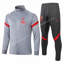 2020-2021 Liverpool Light Gray Soccer Jacket Uniform-815