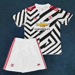 2020-2021 Manited United 3rd Away Black & White Soccer Uniform-MH