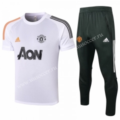 2020-2021 Manchester United White Short-sleeved Thailand Soccer Tracksuit Uniform-815