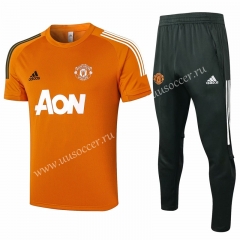 2020-2021 Manchester United Orange Short-sleeved Thailand Soccer Tracksuit Uniform-815