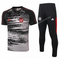 2020-2021 Bayern München Black Priting Shorts-Sleeve Thailand Soccer Tracksuit Uniform-815