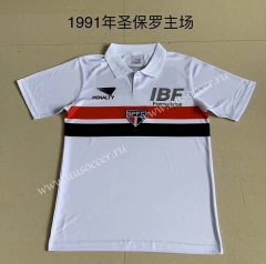 1991 Retro Version Sao Paulo Home White Thailand Soccer Jersey AAA-709