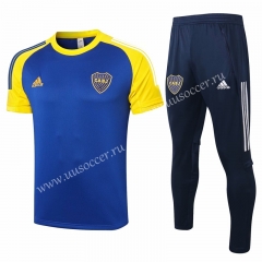 2020-2021 Boca Juniors Blue Thailand Shorts-Sleeve Soccer Tracksuit Uniform-815