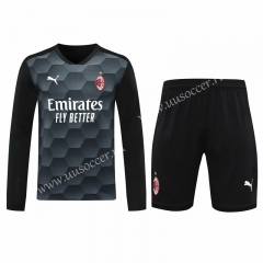 2020-2021 AC Milan Goalkeeper Black & Gray LS Thailand Soccer Uniform-418