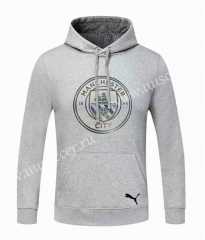 2020-2021 Manchester City Light Gray Thailand Tracksuit Top With Hat-CS