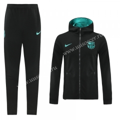 2020-2021 Jordan Barcelona Black With Green logo Soccer Jacket Uniform With Hat-LH