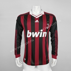 09-10 Retro Version AC Milan Home Red & Black LS Thailand Soccer Jersey AAA-C1046