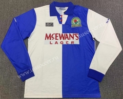 94-95 Retro Version Blackburn Rovers White & Blue Thailand LS Soccer Jersey AAA-811