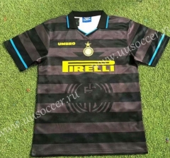97-98 Retro Version Inter Milan Goalkeeper Black & Gray Thailand Soccer Jersey AAA-503