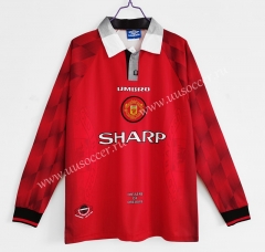 1996-1997 Retro Version Manchester United Home Red LS Thailand Soccer Jersey AAA-C1046