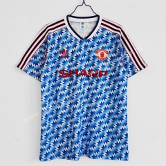 1990-92 Retro Version Manchester United Away Blue & White Thailand Soccer Jersey AAA-C1046