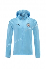 2021-2022 Manchester City Blue Wind Coat With Hat-LH