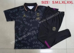 2021-2022 Jordan PSG Black (ink jet ）Thailand Polo Uniform-815