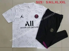 With All Adv 2021-2022 Jordan Paris SG White Short-sleeved Thailand Soccer Tracksuit-815