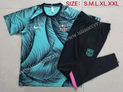 2021-2022 Barcelona Green Printing Shorts-Sleeve Thailand Tracksuit Uniform-815