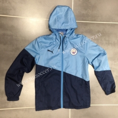 2021-2022 Manchester City Blue & Black Thailand Wind Coat With Hat-GDP