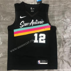 2020-2021 City Version NBA San Antonio Spurs Black #12 Jersey-311