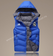 2021-2022 Real Madrid Blue Double-sided Cotton Vest With Hat-GDP