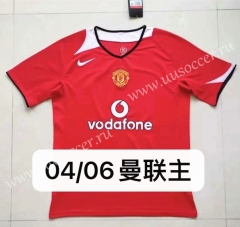 04-06 Retro Version Manchester United Home Red Thailand Soccer Jersey AAA-422