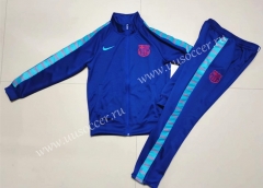 2021-2022 Barcelona Blue High CollarThailand Jacket Uniform-GDP