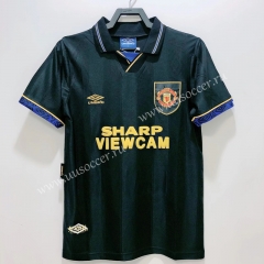 93-94  Retro Version Manchester United Away Black Thailand Soccer Jersey AAA-811
