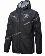 2021-2022 Manchester City Black Thailand Wind Coat With Hat-GDP