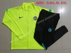 2021-2022 Inter Milan Fluorescent green High Collar Thailand Soccer Jacket Uniform-815