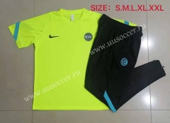 2021-2022 Inter Milan Fluorescent green Thailand Short-sleeved Tracksuit -815