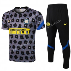 2021-2022 Inter Milan Gray Printing Thailand Short-sleeved Tracksuit -815