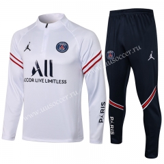 2020-2021 Jordan Paris SG Light Gray Thailand Soccer Tracksuit Uniform-815