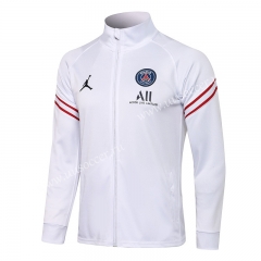 2021-2022 Paris SG Gray & White With Blue Logo Soccer Jacket -815