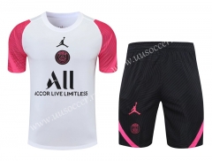 2021-22 Paris SG Gray & White With Pink Sleeve Thailand Soccer Training Uniform-418