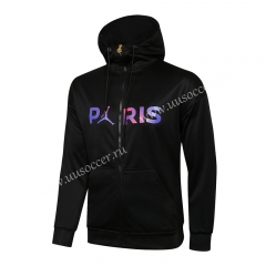 2021-22 Paris SG Jordan Black Soccer Jacket Top With Hat-815