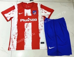 2021-2022  Atletico Madrid Home Red and White Youth/Kids Soccer Uniform