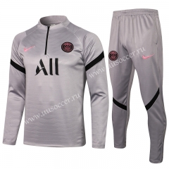 2021-22 Jordan Paris SG Light Gray Thailand Soccer Tracksuit Uniform-815