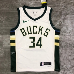 2020-2021 NBA Milwaukee Bucks Home White #34 Jersey-311