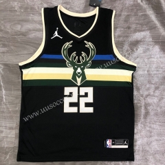 Jordan Topic 2021 NBA Milwaukee Bucks Black #22 Jersey-311