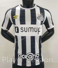 Player version 2021-2022 Santos FC Home Black & White Thailand Soccer Jersey AAA
