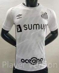 Player version 2021-2022 Santos FC Home  White Thailand Soccer Jersey AAA