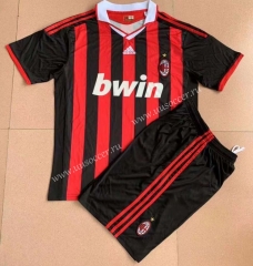 Retro version 09-10 AC Milan Home Red & Black Soccer Uniform-709