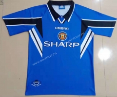 96-97  Retro Version Manchester United Away Blue Thailand Soccer Jersey AAA-908