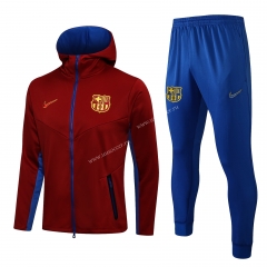 2021-2022 Barcelona Maroon Soccer Jacket Uniform With Hat-815