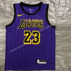 2018 Lakers NBA Purple stripes Limited #23 （James） Jersey-311